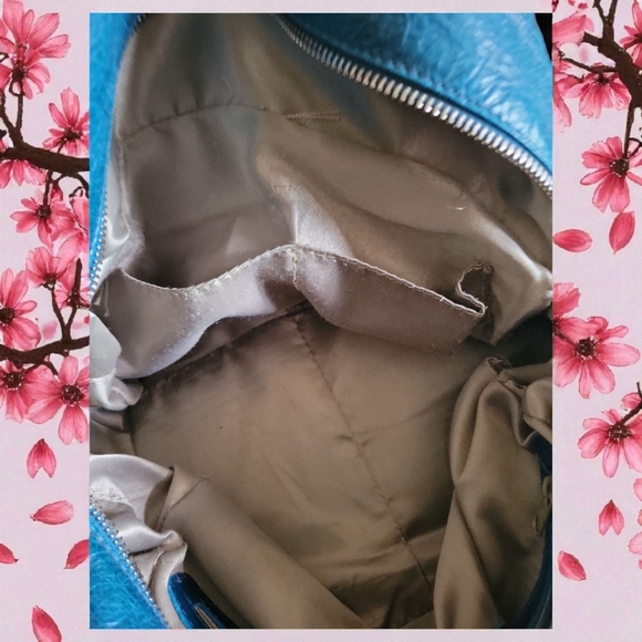 Vtg Francesco Biasia Teal Leather Hand Bag Purse Flap Lock Silver Hardware Italy - Picture 11 of 15